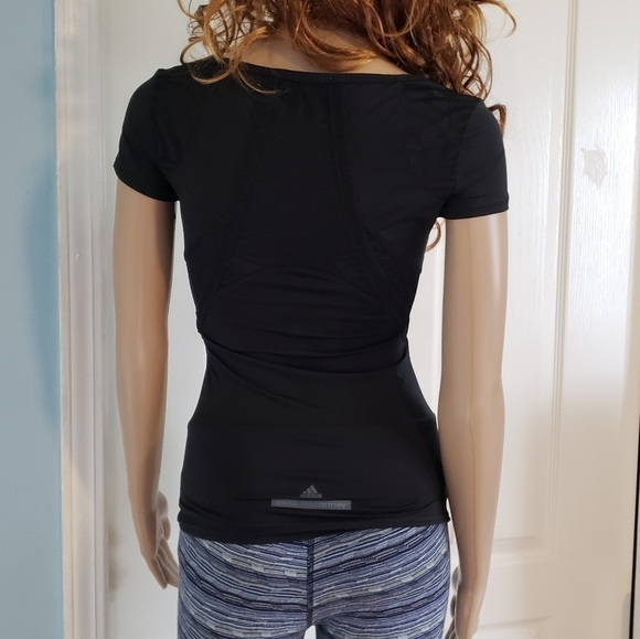Adidas Stella McCartney Black Short Sleeve Workout Top Extra Small - Picture 2 of 7